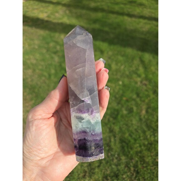 Crystal Fluorite Polished Tower Obelisk, 476g - Picture 7 of 9